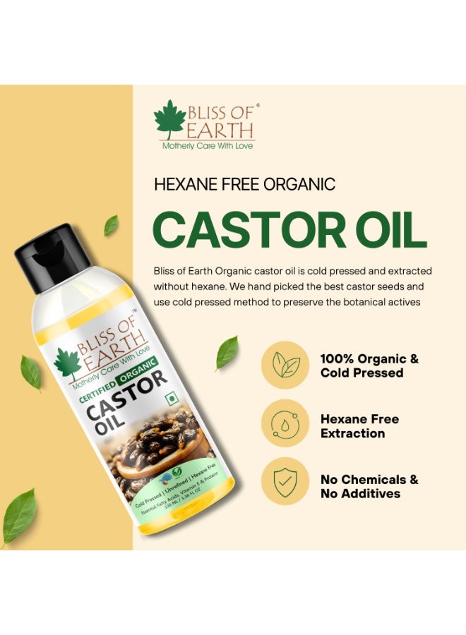 Bliss of Earth Cold Pressed Castor Oil For Hair 100ml | 100% Pure Natural Castor Hair Oil | Thick Hair & Scalp Care Oil | Eyebrow & Eyelash Oil | Hexane Free | - Image 2